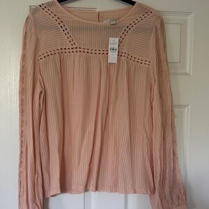 LOFT Blush Lace Detail Blouse